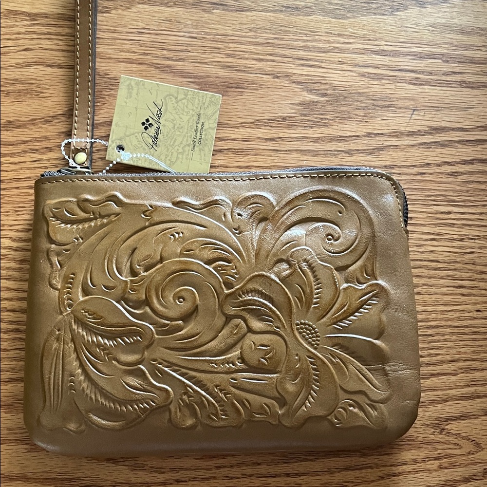 Patricia Nash Tooled Leather Wristlet in Tan